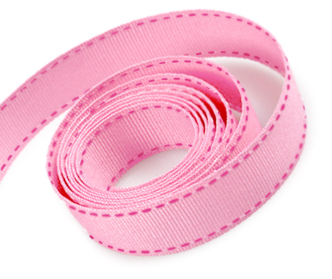 Pink / Hot Pink Saddle Stitch Grosgrain Ribbon