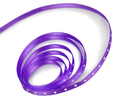 FinerRibbon.com | Polka Dot Ribbon | Polka Dot Satin Ribbon | Purple Swiss Dot Satin Ribbon