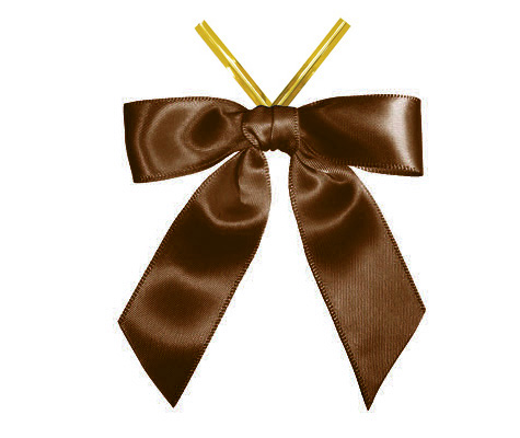 Brown Satin Twist-Tie Bow (50 Pcs)