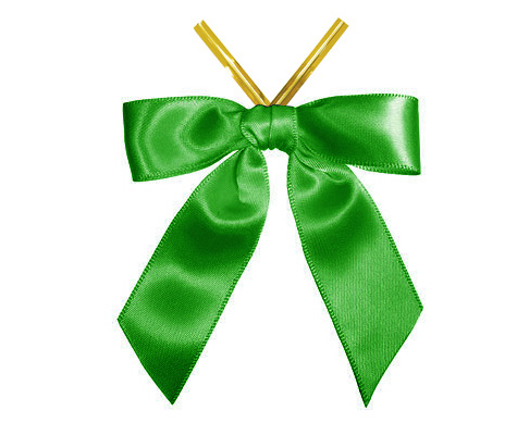 Emerald Satin Twist-Tie Bow (50 Pcs)