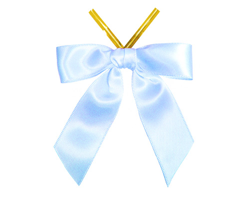 Light Blue Satin Twist-Tie Bow (50 Pcs)